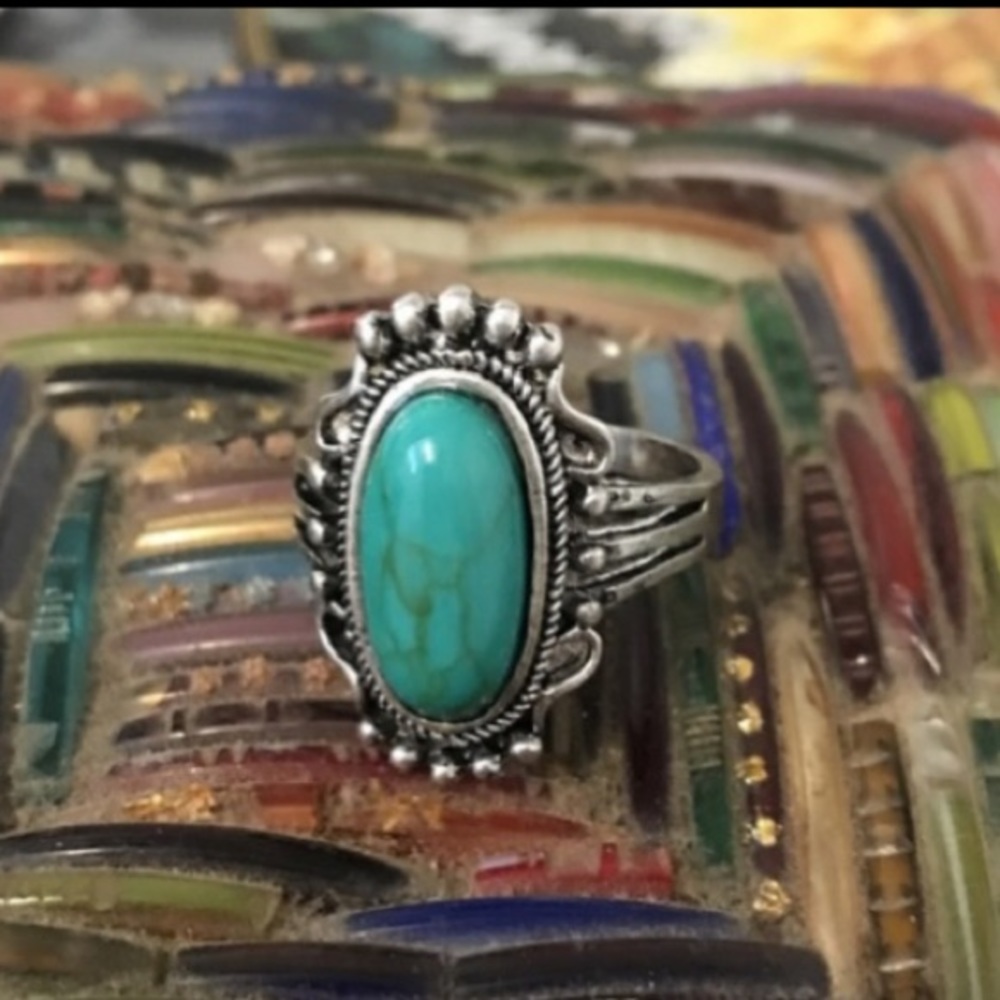 💚Antique/V Lg Nat Gemstone Fashion Statement Ring - Picture 6 of 6